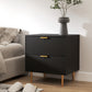 Bedside Table, Modern Nightstand with 2 Drawers, Side End Table with Metal Legs for Living Room, Bedroom, Black