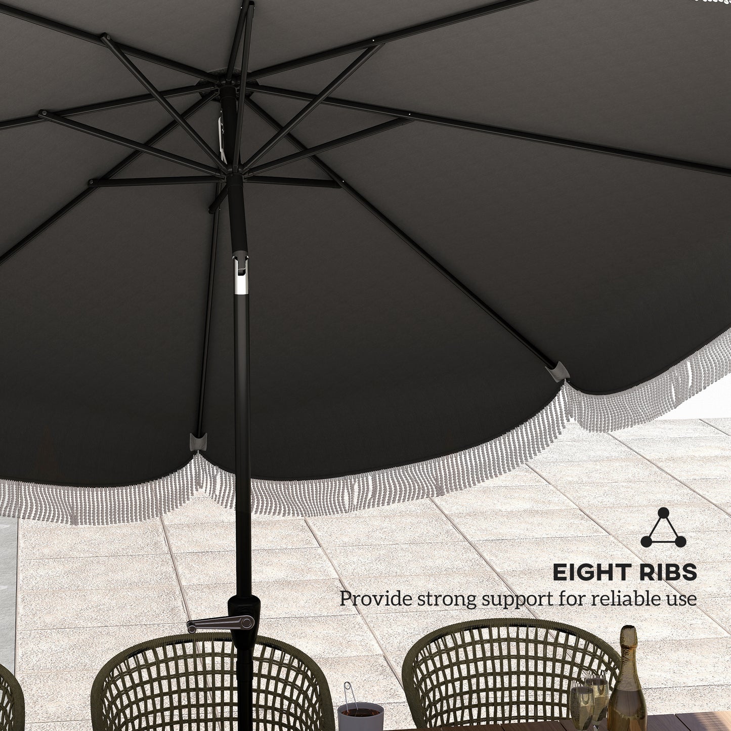 9FT Patio Umbrella Parasol, UPF 30+ Outdoor Market Umbrella with Crank, 8 Ribs, Push Button Tilt, Vented Patio Table Umbrella for Deck Backyard Lawn, Charcoal Grey