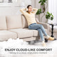 3 Seater Sofa, Modern Couch with Pocket Spring, Linen Upholstered, Thick Padded, Beige