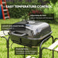 Charcoal BBQ Grill, BBQ Grill with 1840 cm² Cooking Area, 3 Shelves, Adjustable Vent, Lockable Lid, Wheels, Black
