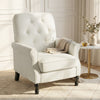 Accent Chair, Mid-Century Modern Armchair with Thick Padded Seat, Spring Cushion, Solid Wood Legs, Cream White