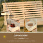 2 Seater Porch Swing Wooden Patio Swing Chair Seat with Cup Holder and Chains Outdoor Swing Bench for Garden Yard, White