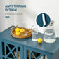 Storage Cabinet with Fretwork Doors and Shelf, Modern Freestanding Sideboard, Buffet, Blue