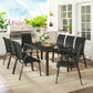 9 Pieces Patio Set with Stackable Chairs, Patio Dining Set with Glass Top for Garden, Patio, Backyard, Black