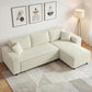 Corduroy L-Shape Corner Sectional Sofa - Cream White