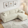 Corduroy L-Shape Corner Sectional Sofa - Cream White