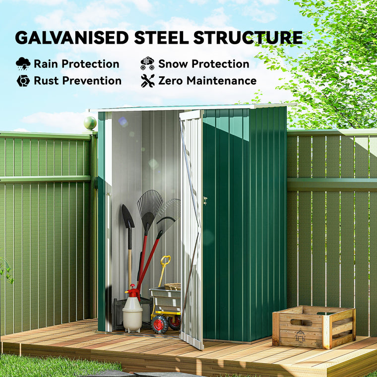 5' x 3' Metal Storage Shed with Lockable Doors and Sloped Roof
