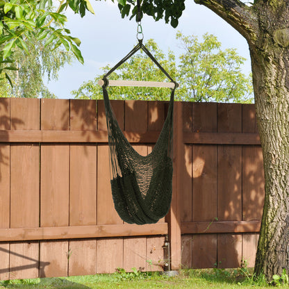 Portable Hammock Chair, Hanging Woven Hammock Swing Chair Sleeping Bed for Outdoor Garden Yard Camping, Orange - Green