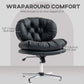 Computer Desk Chair, Armless Office Chair with Wide Padded Seat and Adjustable Height, Black