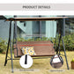 2-Person Porch Swing Chair, 2 Seater Patio Swing Bench w/ Adjustable Canopy, Breathable Seat for Garden, Poolside, Black