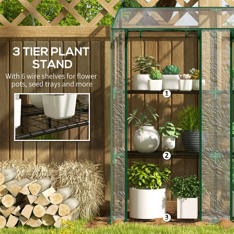 56.3" x 59.4" Portable Mini Greenhouse with 3-Tier Shelves