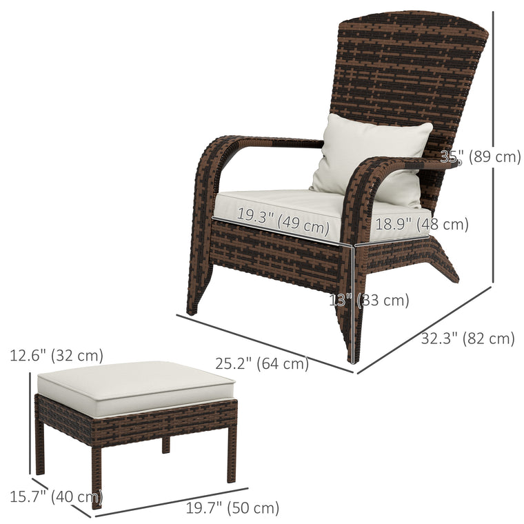 Wicker Adirondack Chair with Ottoman