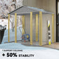 7.7' x 6.5' Outdoor Metal Garden Shed House Hut Gardening Tool Storage with Ventilation, Light Grey