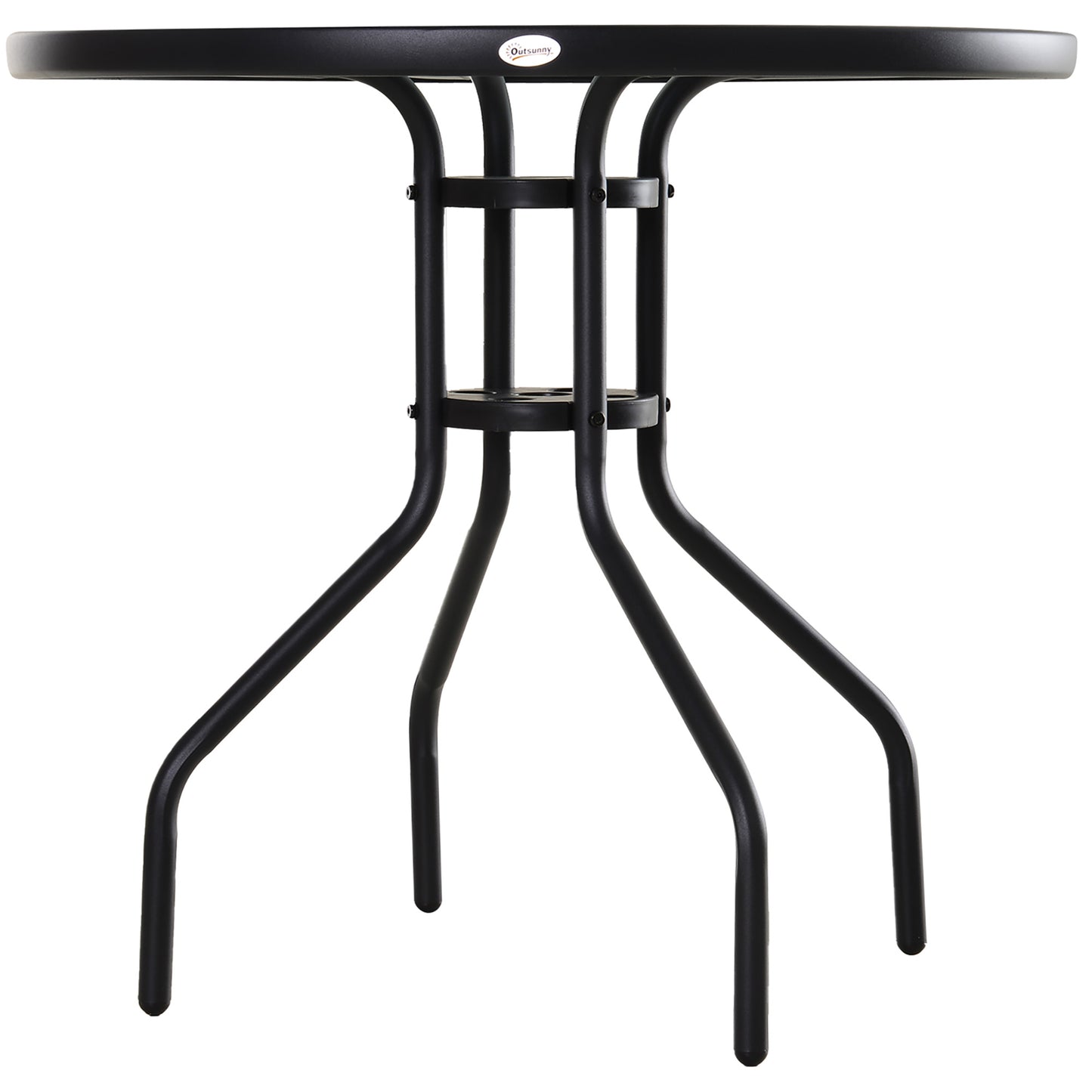 31.5'' Round Bistro Table Outdoor Dining Coffee Table w/ Tempered Glass Top Patio Garden Side Table Weather-resistant