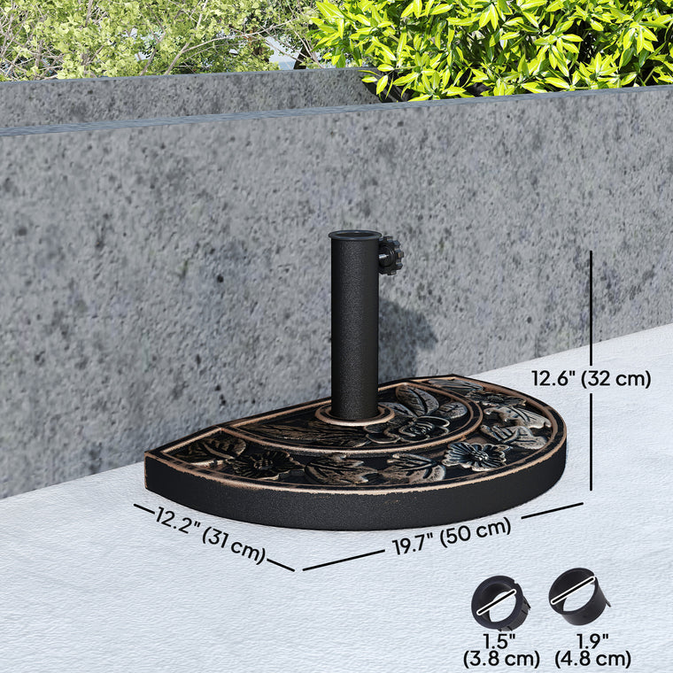 20 lb Bronze Resin Half Round Umbrella Base for 1.5-1.9" Poles