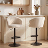 Bar Stools Set of 2, Swivel Counter Height Barstools with Back, Footrest, Adjustable Height, Beige
