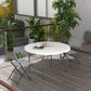 Φ48" Folding Patio Table, Outdoor HDPE Picnic Table, Card Table for 6, Round Folding Banquet with Metal Frame, White