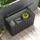119 Gallon Deck Box, Lockable Galvanised Steel Outside Storage Container for Tools, Cushions, Dark Grey