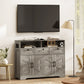 Sideboard, Buffet Cabinet with 4 Barn Doors and 3 Drawers, Coffee Bar Cabinet with Adjustable Shelves, Grey