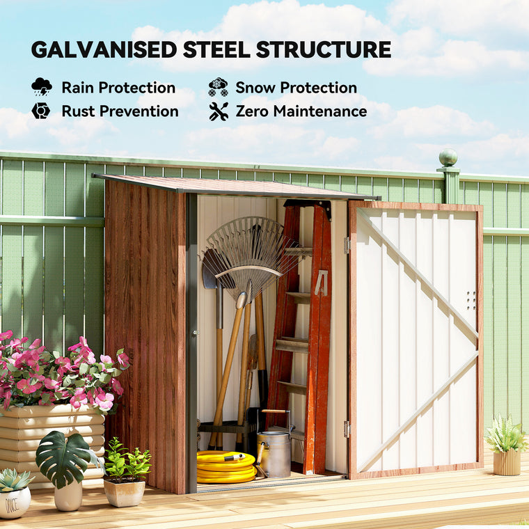 3.3' x 3.4' Galvanized Steel Lean-To Shed with Lockable Doors