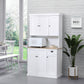 71" Kitchen Pantry Buffet with Hutch Storage Cabinet Microwave Oven Stand with Drawer, White, Oak