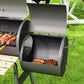 Charcoal BBQ Grill with Offset Smoker Portable Backyard Cooking Smoker, 124 x 53 x 104 cm, Black