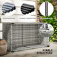 Wicker Outdoor Coffee Table, PE Wicker Rectangular Patio Table with Tempered Glass Top for Garden, Balcony, Light Grey