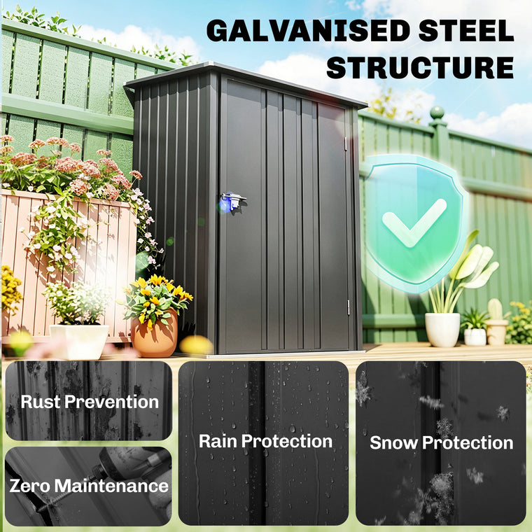 Galvanized Steel Garden Shed with Lockable Doors