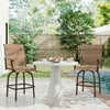 Brown Swivel Bar Stools with High Back and Armrests