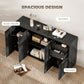 Kitchen Sideboard Storage Cabinet, Modern Coffee Bar Cabinet with Push-Open Design and 2 Drawers for Living Room, Black