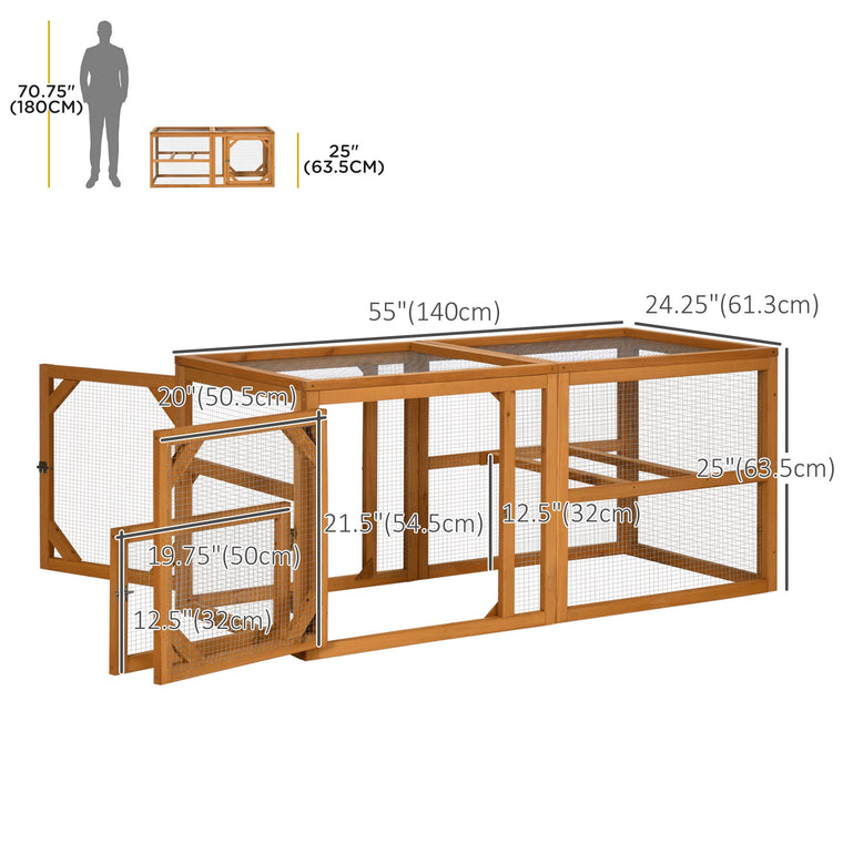 55" Orange Wooden Chicken Coop Extension with Roosting Bars