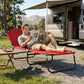 Outdoor Folding Lounge Chair, Steel Tanning Chair with Reclining Back, Breathable Mesh for Beach, Yard, Patio, Red