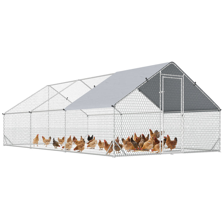 9.8' x 19.7' x 6.6' Chicken Coop Cage with Cover & Lockable Door