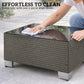 21.7" Square Patio Table, Small Outdoor Patio Coffee Side End Table with Tempered Glass Top, Black