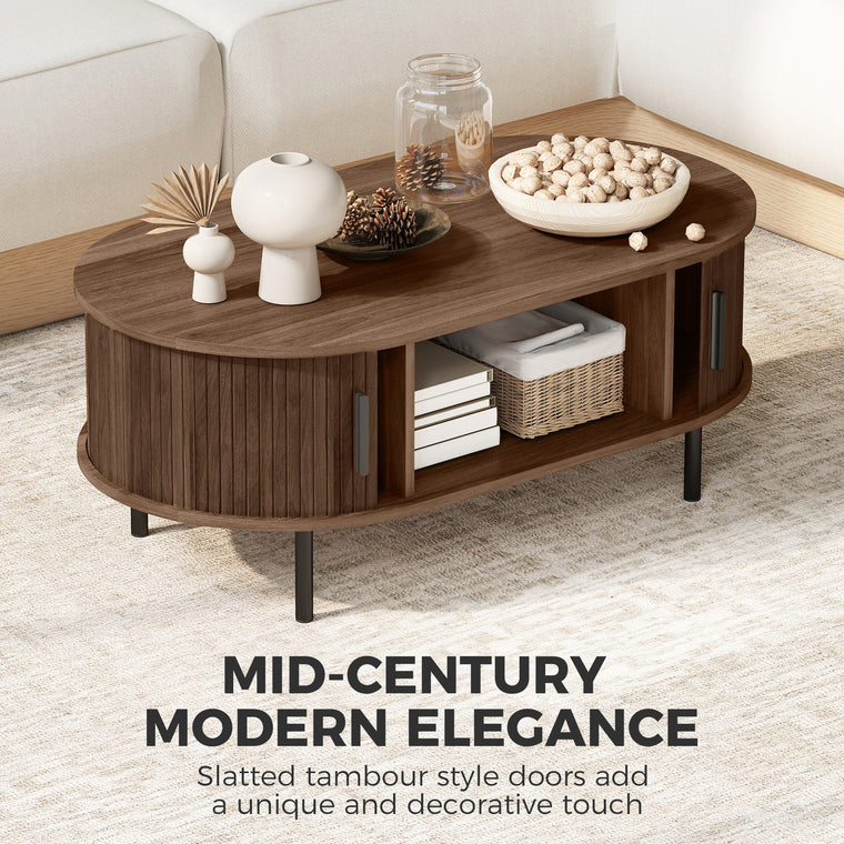 39" Coffee Table with Tambour Doors and Storage