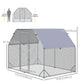 Chicken Run Outdoor, Galvanized Large Metal Chicken Coop Cage, Walk-in Enclosure Poultry Hen Run House Playpen Rabbit Hutch with Flat Roof, Cover