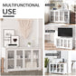 Modern Kitchen Sideboard, Stackable Storage Cabinet, Sliding Glass Door Console, Cupboard Serving Buffet for Kitchen & Dining Room, White