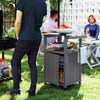 Dark Grey Grill Table with Storage Cabinet & Spice Rack