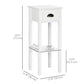 2 Tier Side Table, Set of 2, Narrow Tall End Table with Drawer and Shelf, Slim Wooden Nightstand for Living Room, Bedroom, Hallway, White