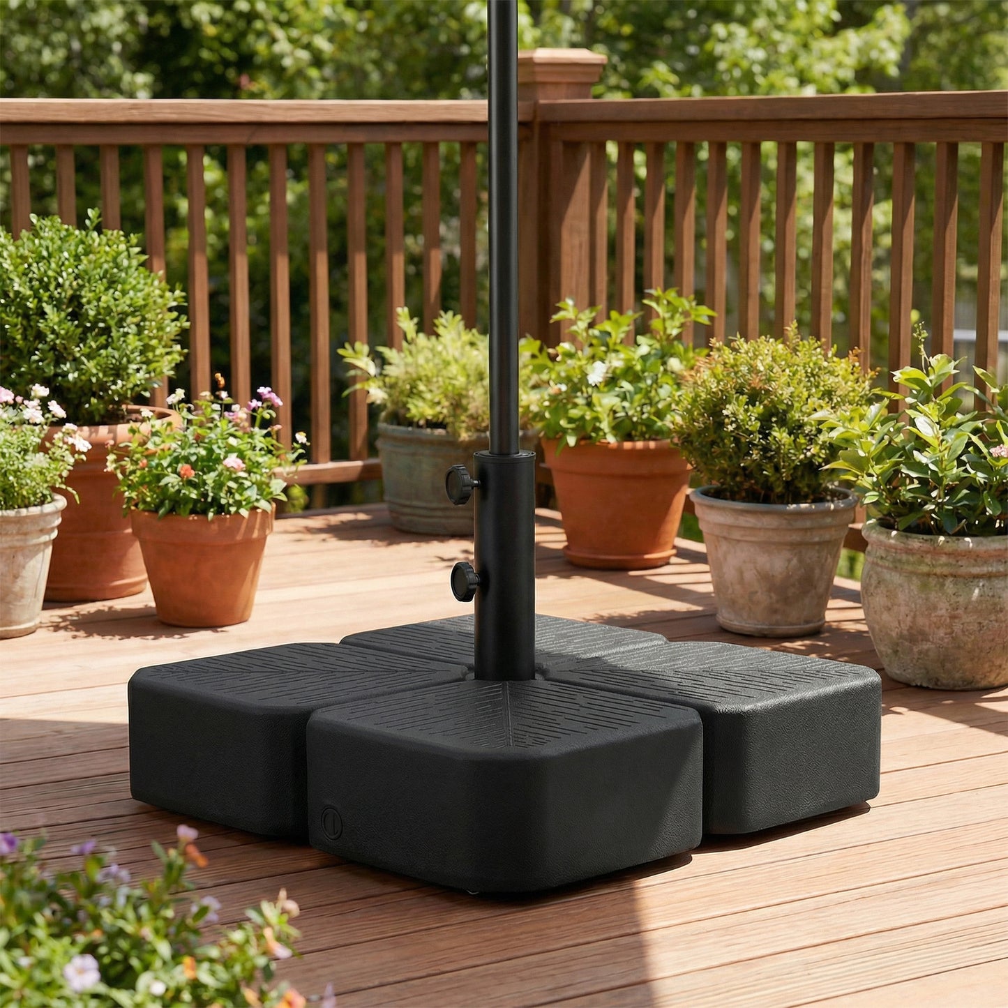 Patio Umbrella Base with Wheels & Brake Heavy Duty Outdoor Umbrella Stand Holder for for 1.5"/1.9" Poles Black