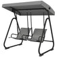 Patio Swing Chair w/Adjustable Canopy Outdoor Porch Swing w/Dual Independent Seats 2-Seat Grey