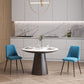 Upholstered Dining Chairs Set of 4, Velvet Accent Chair with Back and Wood-grain Steel Leg for Kitchen, Blue