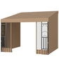10' x 10' Wall Pergola, Outdoor Gazebo with 2 Curtains and 2 Nettings, UV Resistant, for Patio, Deck, Khaki