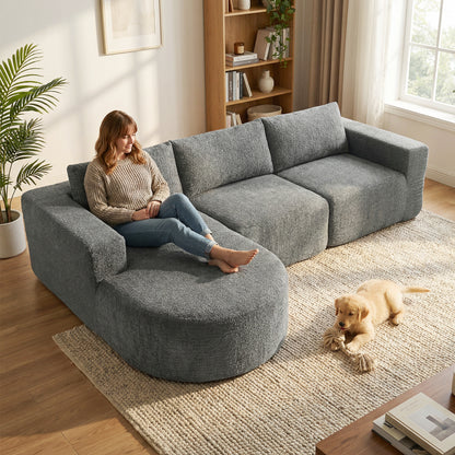 Cloud L-Shaped Modular Sectional with Deep Seat - Dark Grey