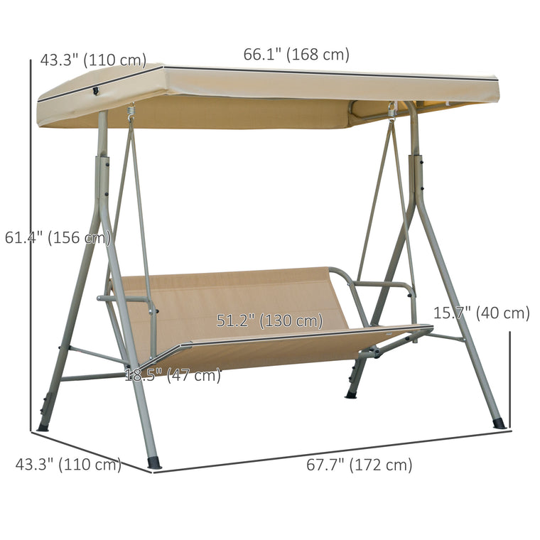 3-Seat Porch Swing Glider with Adjustable Canopy