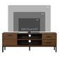 TV Stand for TVs up to 50 Inch, TV Cabinet with Door, Open Storage and Drawers, Steel Legs, Dark Walnut