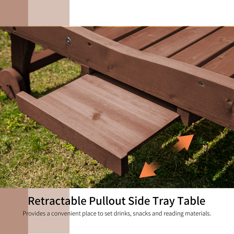 Wooden Adjustable Tanning Chair with Pull-Out Tray & Wheels