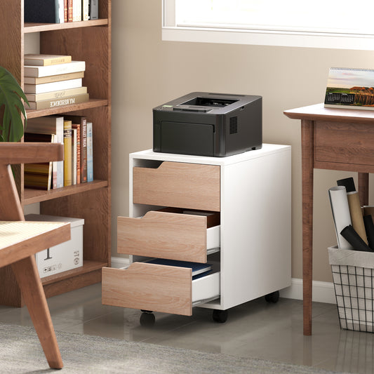 3-Drawer Mobile Filing Cabinet with Wheels