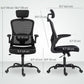 Ergonomic Office Chair, Mesh Desk Chair with Adjustable Headrest, Lumbar Support and Height, Flip-Up Armrests, Black