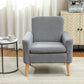 Fabric Accent Chair, Modern Upholstered Armchair with Wood Legs and Wide Padded Seat, Grey